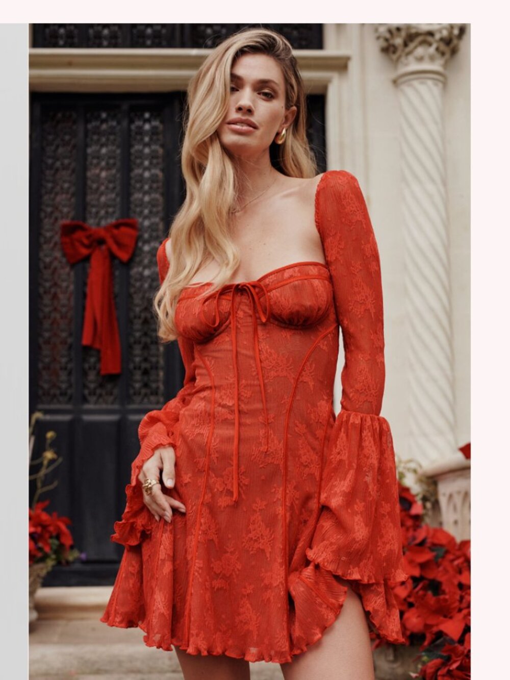 House of CB Analissa Red Corset Lace Dress